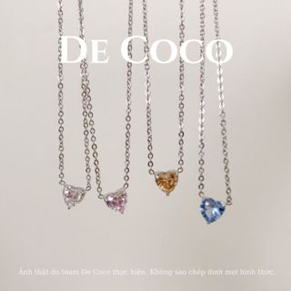 [MUA 1 TẶNG 1 VÒNG TAY HEARTY] Dây chuyền nữ DeCoco Hearty trái tim đá màu sắc (kèm Túi giấy + Hộp + Thiệp)