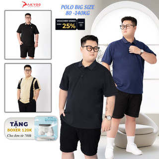 Áo Polo Nam Bigsize 80-140KG AKYOO Cao Cấp Cotton Co Giãn, Thâm Hút Mồ Hôi, Áo Polo Bigsize- PL DEN SP-PL THAN SP