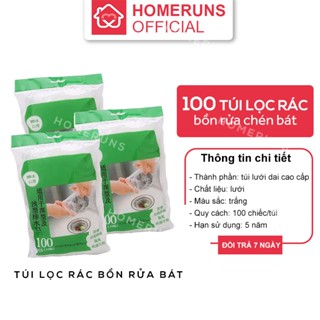 Combo 100 Túi Lưới Lọc Rác Homeruns Cho Bồn Rửa Chén Bát Chống Tắc Nghẽn - Hàng Có Chun #340A