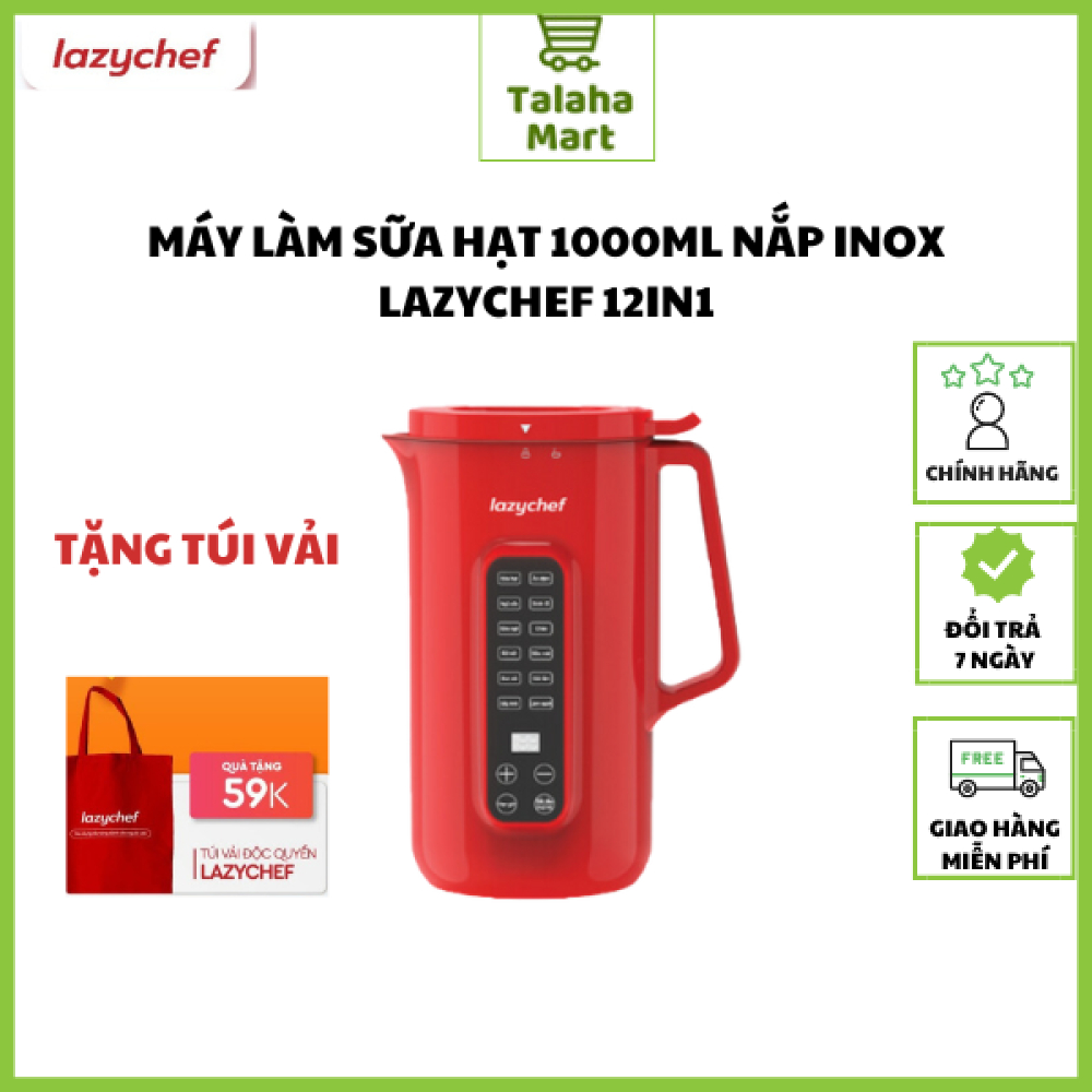 [Cải tiến 2024 Máy Xay Nấu Đa Năng 12in1 Lazychef nắp inox công suất 500w độ ồn thấp BH 12T