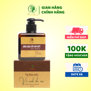 Combo 1 dầu gội cốt bồ kết + 1 hộp thảo mộc vệ sinh cho mẹ Wonmom