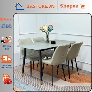 Bộ Bàn Ăn Mặt Đá Ceramic Kết Hợp  Ghế Camilia Nhập Khẩu Cao cấp Free Ship Lắp Ráp Tại HCM