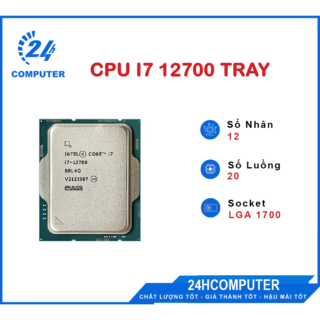 CPU INTEL CORE I7-12700 - 12700F New Tray