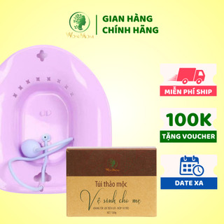 [ Giảm 35K - Đơn 339K ] Bộ tái tạo, thơm tho cửa mình sau sinh Wonmom ( 1 Chậu xông cửa mình + 1 Hộp thảo mộc xông cô bé