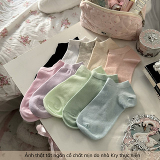 Tất nữ ngắn cổ trơn màu basic cotton mịn Krystore NC23