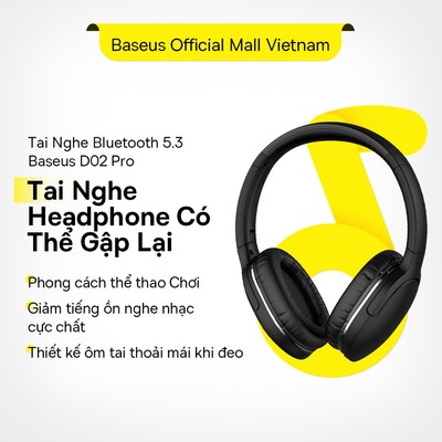 [Outlet S1] Tai Nghe Không Dây Baseus D02 Pro Bluetooth 5.3 Tai Nghe Có Thể Gập Lại Thể Thao Chơi Game Điện thoại HIFI