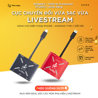 Cục Chuyển Đổi Box Livestream Stereo Mono Vừa Sạc Vừa Livestream Dành Cho ĐT Chân Dẹt Sang 3.5