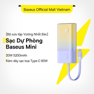 Pin Sạc Dự Phòng Baseus Mini 20W 5200mAh Tích Hợp Dây Cáp Cho Điện Thoại Samsung S22 Xiaomi