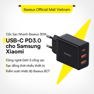Sạc Nhanh Baseus 30W USB Type C Củ Sạc Điện Thoại PD Cho iP 15 14 13 12 Pro Max QC3.0 Dành Cho Samsung Xiaomi