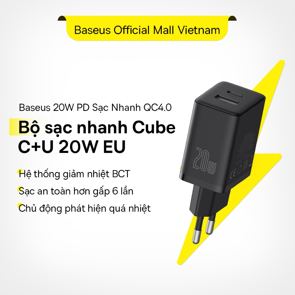 Baseus 20W PD Sạc Nhanh QC4.0 QC3.0 USB Type C Củ Sạc Cho 15 14 13 12 11 Sạc Điện Thoại Xiaomi