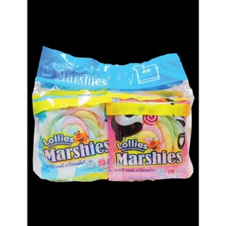 Kẹo Bông Gòn Xoắn 240g Xốp Cuộn Marshies Lollies Marshmallows (Túi 12 gói x 20g)