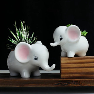 Set 2 chậu sứ trồng cây hình voi Dona He Decor