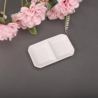 Set 10 khay gia vị hai ngăn Long Phương bằng sứ trắng dài 11.8cm - Đĩa đựng nước chấm cao cấp