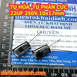 Tụ hóa, tụ phân cực 22uf 250v 10x17mm kde1791