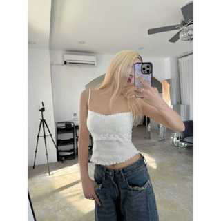 ( HÀNG CÓ SẴN )Áo Hai Dây Nơ Ren Form Ôm | ELEGANT TOP | Secodee