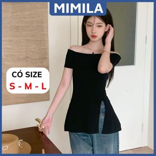 [CÓ SIZE] Áo Trễ Vai MIMILA Thiết Kế Xẻ Tà Một Bên Hông Ôm Body Tôn Dáng Chất Tăm Thái Mềm Mát - MA235