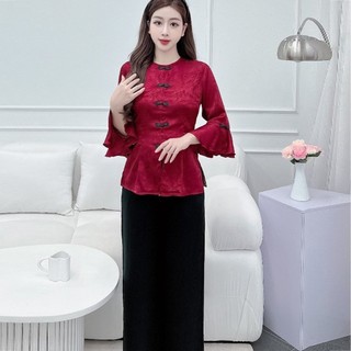 Đồ bộ áo bà ba nữ quần dài đồ bà ba nữ đồ bộ bà ba đi chùa đồ lam đi chùa -cn109