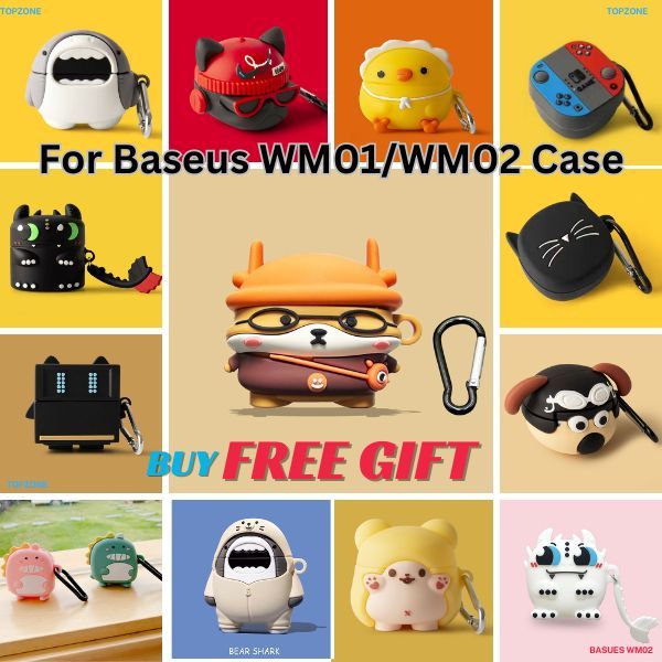 Ốp Tai Nghe WM02, WM01, Case Baseus WM02/WM01 Bằng Silicon Hoạt Hình Dễ Thương, Có Khóa Cài Chống Rơ
