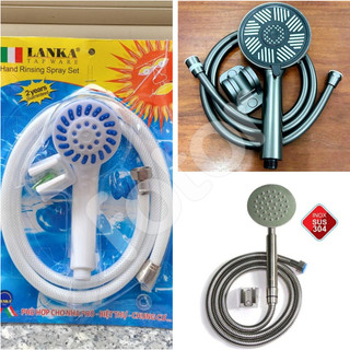 [FREESHIP] BỘ VÒI SEN TĂNG ÁP INOX 304 - NHỰA LANKA - NHẬT BẢN MÀU XÁM