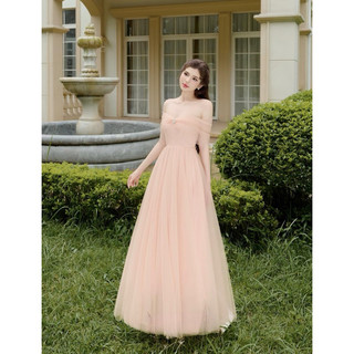 Đầm lưới hồng bẹt vai đi chơi, đi tiệc, đi đám cưới siêu sang