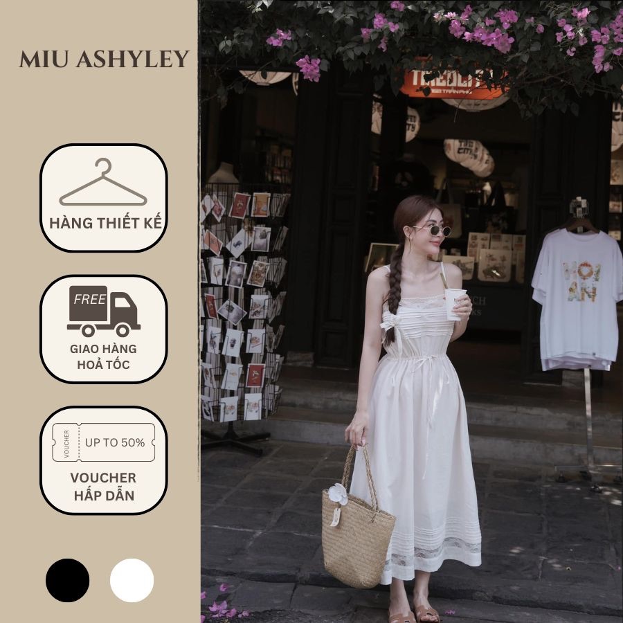 [ HÀNG LOẠI 1] Váy hai dây phối ren 𝐋𝐈𝐍𝐄𝐍 𝐃𝐑𝐄𝐒𝐒 / 𝐍𝐀𝐋𝐋𝐄𝐘 𝐒𝐄𝐓 - 𝐀𝐒𝐇𝐘𝐋𝐄𝐘