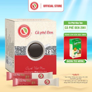 Cà phê hòa tan Copen Coffee - Cà phê đen 2 trong 1 Hộp 180g (10 gói/ hộp)