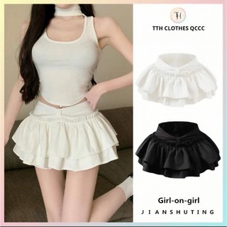 [SIÊU RẺ] Chân Váy Ngắn 2 Tầng Xếp Ly Kèm Quần Trong Bảo Hộ, Chân Váy Xoè Công Chúa Bồng Xoè Lưng Chun Hàn Quốc D11