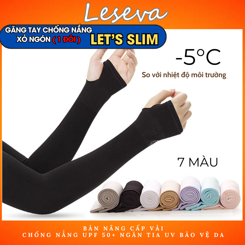 1 Đôi găng tay chống nắng xỏ ngón Let’s slim nam nữ cotton lạnh co giãn thoáng khí ngăn tia UV PK01