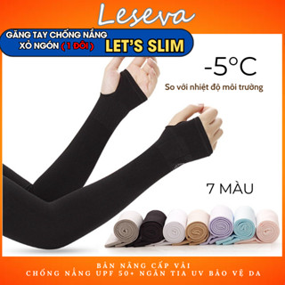 1 Đôi găng tay chống nắng xỏ ngón Let’s slim nam nữ cotton lạnh co giãn thoáng khí ngăn tia UV PK01
