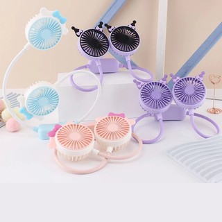 Quạt đeo cổ mini kuromi làm mát thông minh 3 chế dộ sạc usb tiện lợi