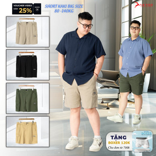 Quần Short Kaki Big Size Nam 80-140kg AKYOO Vải Cotton Co Giãn, Thoải Mái_ KAKI TUI HOP