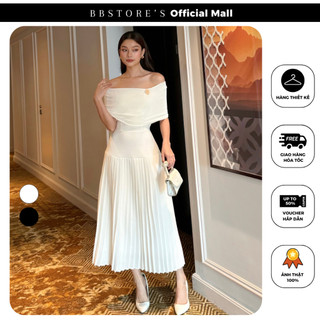  Đầm Xòe Trễ Vai Dự Tiệc Tùng Váy Xếp Ly Sang Trọng (kèm tag gài) BBSTORE'S - D3075