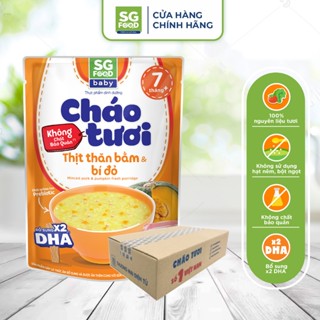  Thùng 30 Gói Cháo Tươi Baby Ăn Liền Thịt Thăn Bằm Bí Đỏ 240g SG Food 