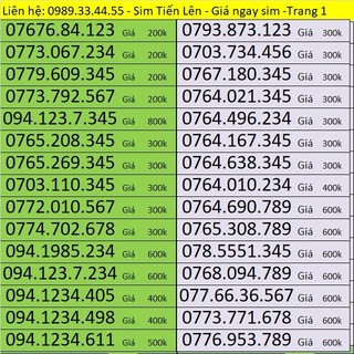 Sim số đẹp tiến lên - các dạng tiến 3 - tiến 4 cuối