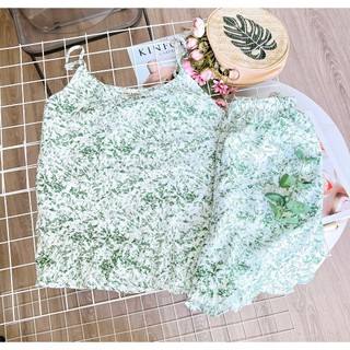 Bộ ngủ nữ ngắn áo 2 dây dễ thương chất Đũi, Tole, Lụa Mango mềm mại mặc mát