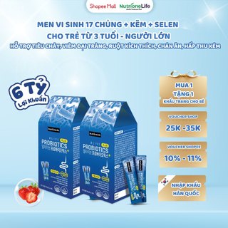 COMBO 2 Hộp Men Vi Sinh Alive Probiotics Plus 17 Chủng,Kẽm,Selen Cải Thiện Tiêu Chảy, Táo Bón, Rối Loạn Tiêu Hóa 2g/Gói