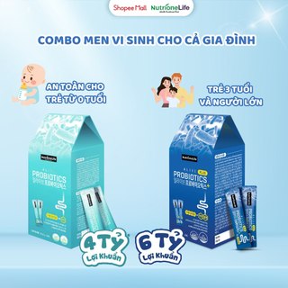 Combo 2 Hộp Men Vi Sinh NUTRIONELIFE Alive Probiotics Và Dòng Plus Cải Thiện Rối Loạn Tiêu Hóa, Tăng Hấp Thu 30 Gói/Hộp