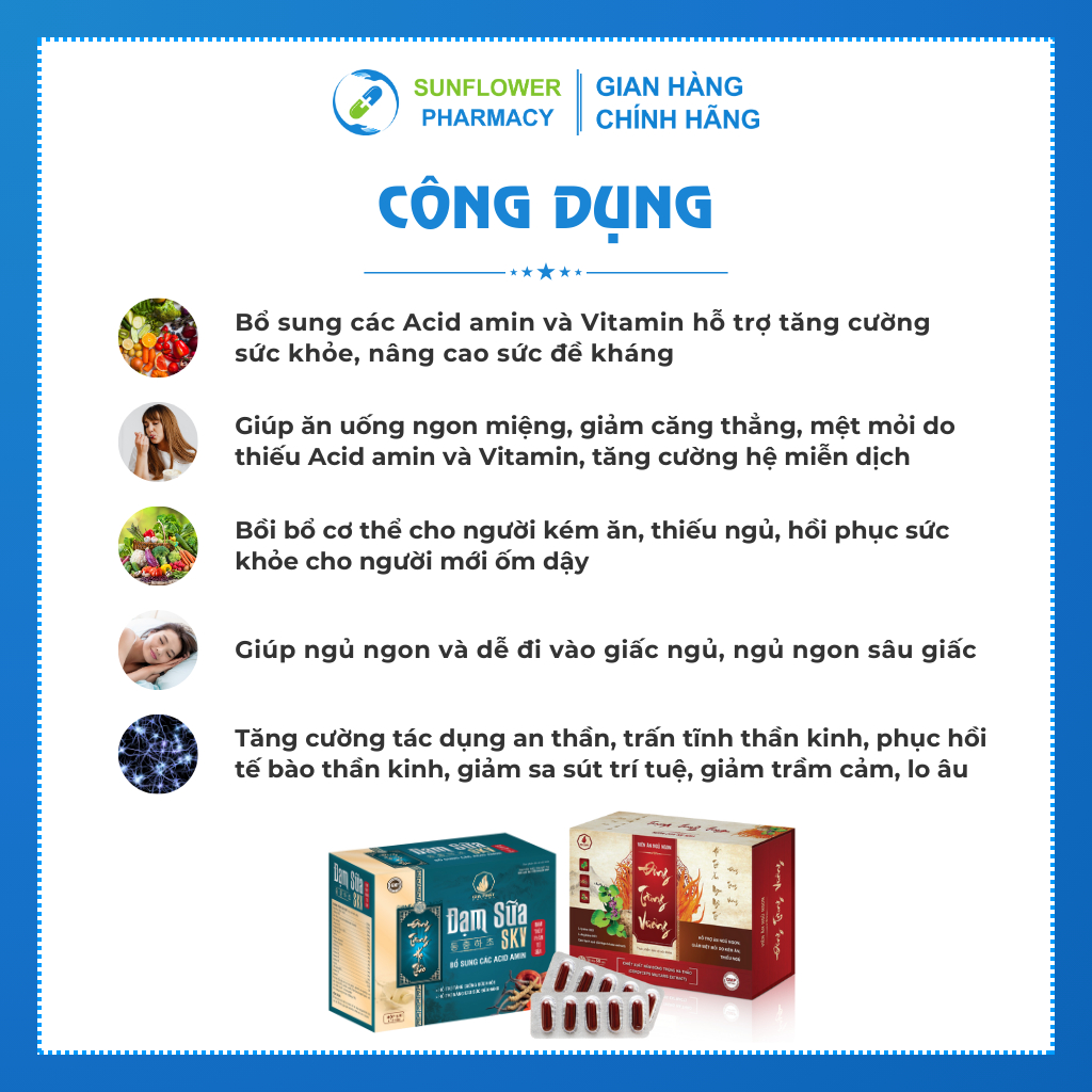 [Combo Ăn Ngon Ngủ Kỹ] Đông Trùng Vương, Đạm Sữa SKV Giúp Ăn Ngon Ngủ Ngon Bổ Sung Các Loại Vitamin Tăng Sức Đề Kháng.