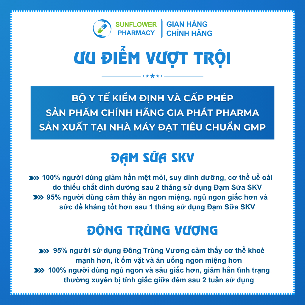 [Combo Ăn Ngon Ngủ Kỹ] Đông Trùng Vương, Đạm Sữa SKV Giúp Ăn Ngon Ngủ Ngon Bổ Sung Các Loại Vitamin Tăng Sức Đề Kháng.