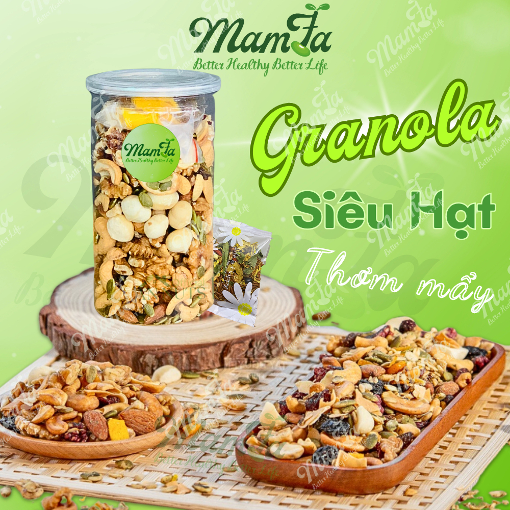 1KG Granola siêu hạt ăn kiêng thêm hạt Macca ngũ cốc giảm cân eat clean ăn vặt Mamfa