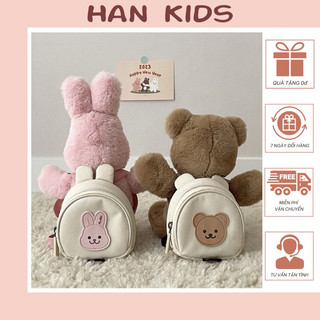 Balo mini hình thỏ hình gấu đựng đồ cho bé, balo vải phong cách Hàn Quốc dễ thương - Han Kids