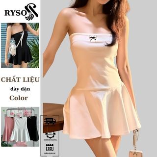 Đầm Ống Dự Tiệc Thun Dáng Xòe KHÔNG MÚT NGỰC Fit Body Đính Nơ Nhỏ Nữ , Váy Cúp Ngực Ôm Body RYSO FASHION
