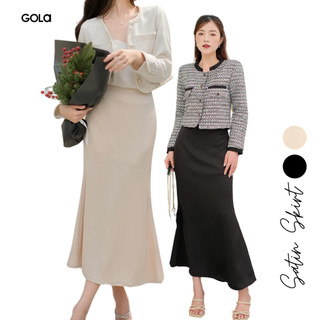 Váy satin - chân váy chưa a dài lụa satin