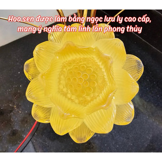 [Hàng Cao Cấp]Cặp Đèn Thờ 5 Bông Hoa Sen Lưu Ly