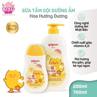 Combo 2 chai Tắm gội Pigeon Sữa tắm gội toàn thân cho bé 2 In 1 Bộ 2 chai 200ml 700ml