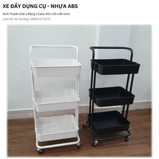 [HÀNG NHẬP KHẨU] Xe Đẩy (Kệ) 3 Tầng Dùng Trong Spa, Phun Xăm Thẩm Mỹ, Tóc, Nối Mi - Nhựa ABS