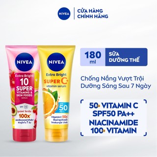 Bộ 2 Serum Dưỡng Thể Vitamins Sáng Da: Vitamin Super C+ và 10X Super Vitamins & Skin Foods (180 ml) - 93767+98448