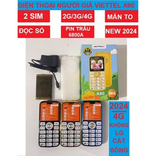 ĐIỆN THOẠI NGƯỜI GIÀ VIETTEL A90 4G[NEW 2024] 2 SIM 2 SÓNG, PIN TRÂU 6800A, MÀN LOA TO RÕ, ĐỌC SỐ, FULL BOX, BH 12T