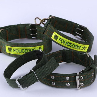 Vòng cổ phản quang POLICE DOG Khoá hợp kim không rỉ cho chó mèo có đệm cổ chắc chắn đủ size