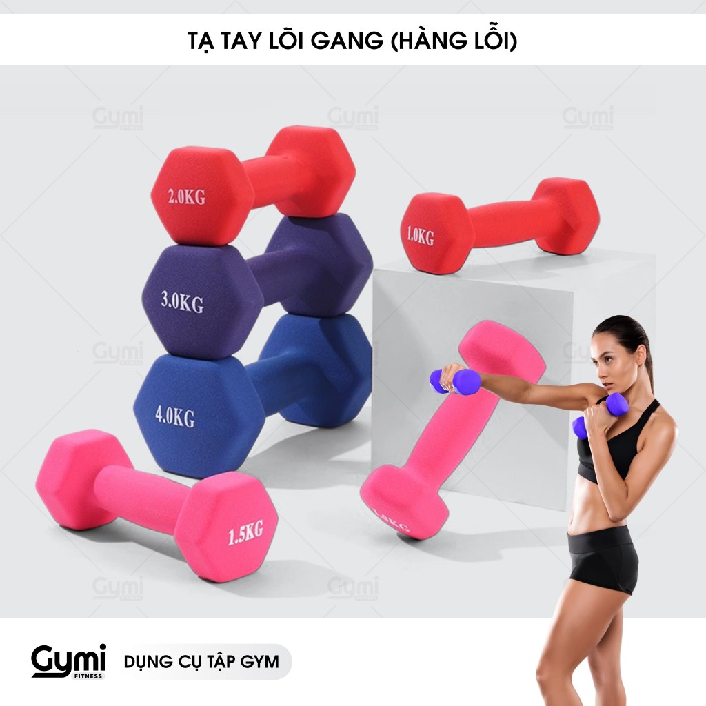 [TẠ LỖI] Tạ tay nam nữ lõi gang đặc bọc cao su tập gym yoga chống trơn trượt, xước vỡ sàn 3kg - 5kg